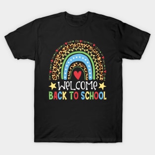 Welcome Back To School Funny Leopard Rainbow T-Shirt